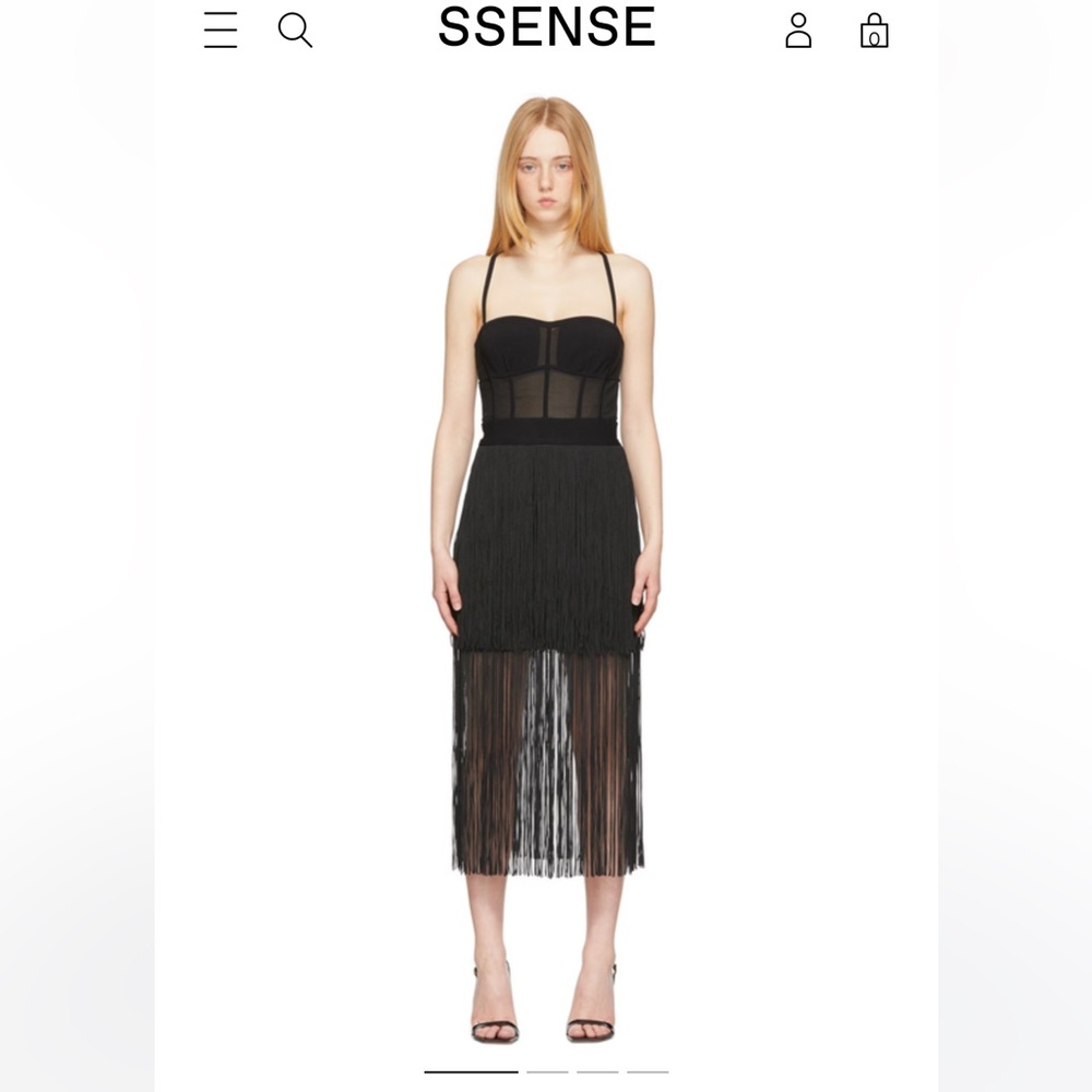 Herve Leger Black fringe bustier dress size Sma